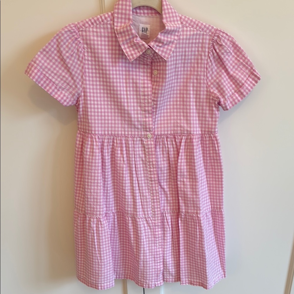 Pink Gingham Button-Up Dress